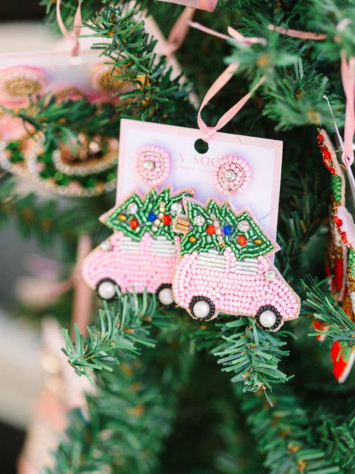 Boucles d'oreilles Figgy Car roses pour la vente par Fancy Society