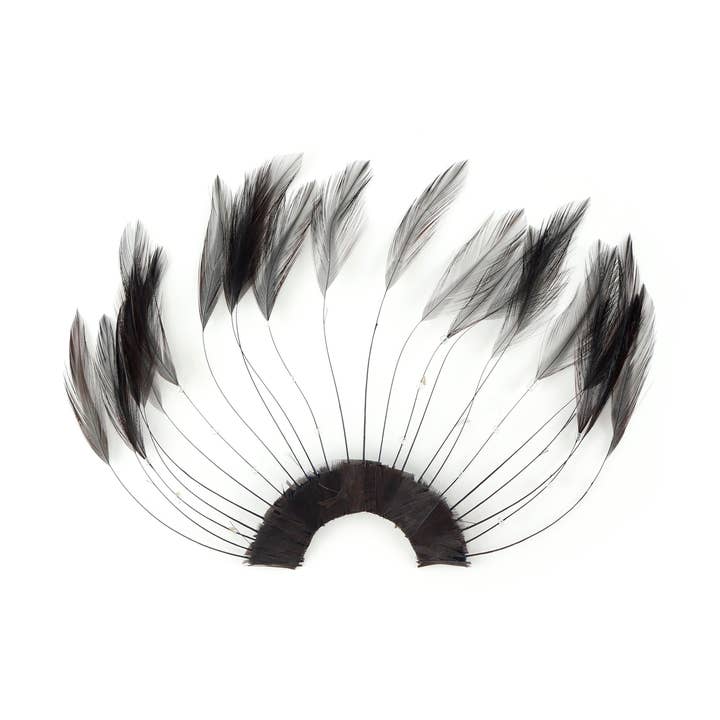 Fjer Hackle Pladebesætninger med Perler - 10X5,5" BRUN 1STK for engroshandel hos Zucker Feather Products