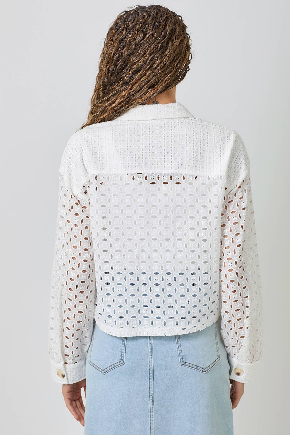 Mystree - Wholesale Jacket - Women's - 61096 Button Down Mixed Eyelet Jacket 7