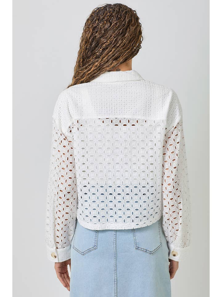 Mystree - Wholesale Jacket - Women's - 61096 Button Down Mixed Eyelet Jacket 7