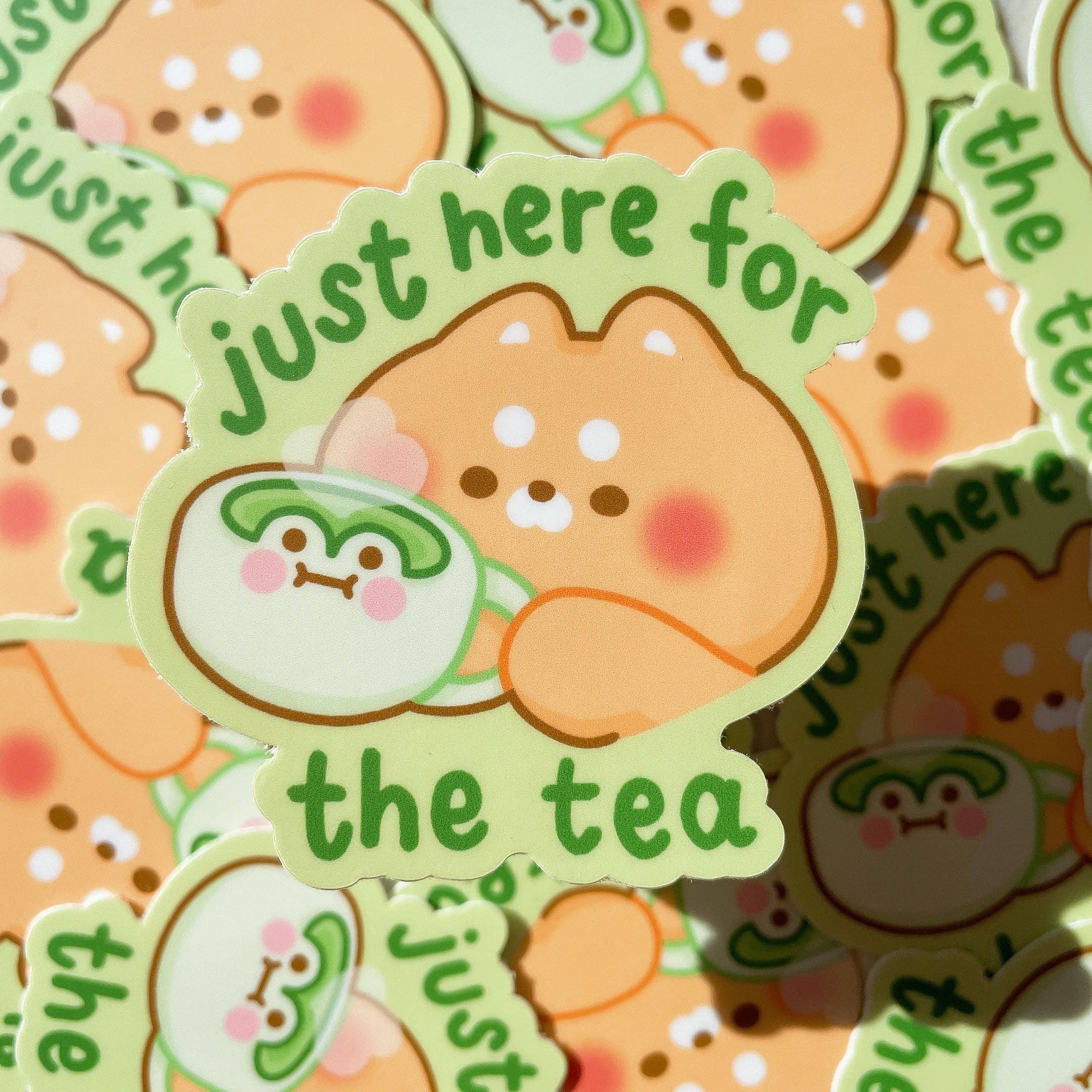 StickyRiceCo - Wholesale Sticker - Just Here for the Tea Shiba Dog Sticker1