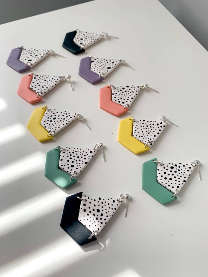 Dalmatian Chevron Dangles for wholesale by Clay by Bridget
