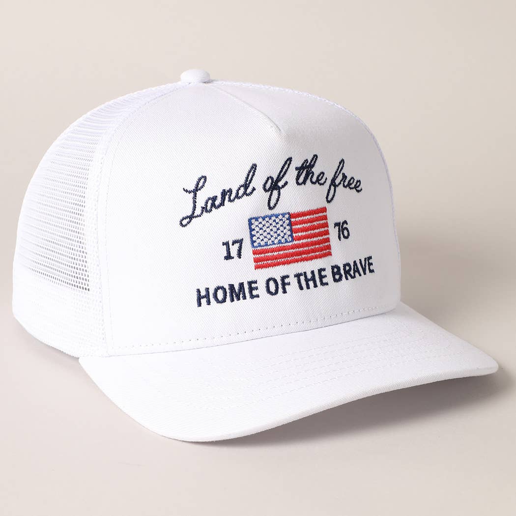 Fashion City - Wholesale Trucker Hat - Unisex - Land Of The Free Embroidery MeshBack Trucker Hat 12