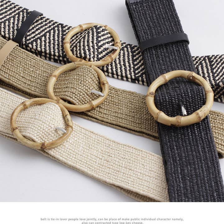 NINEXIS - Wholesale Belt - Women's - CWABE0378_ROUND BUCKLE FASHION STRETCH BELT5