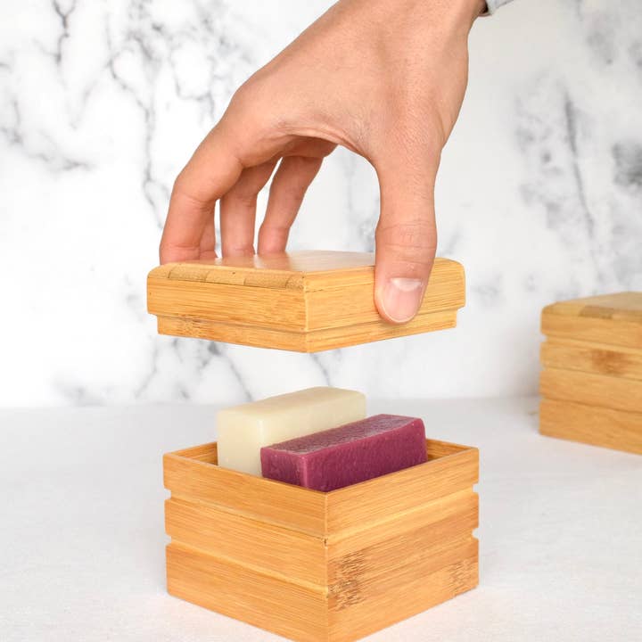 PACKAWIN - Wholesale Bath Soap Dish - Bamboo soap dish with lid for travel