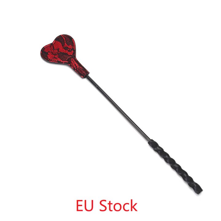 Victorian Garden Lace Mini Crop Whip, Red and Black for wholesale by Liebe Seele