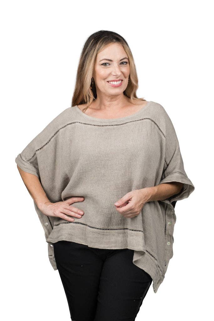 TINA Stephens Italy/Tees By Tina - Vente Chemisier – femme - Haut Ali Lin-Co Line Detail (BQ169)7