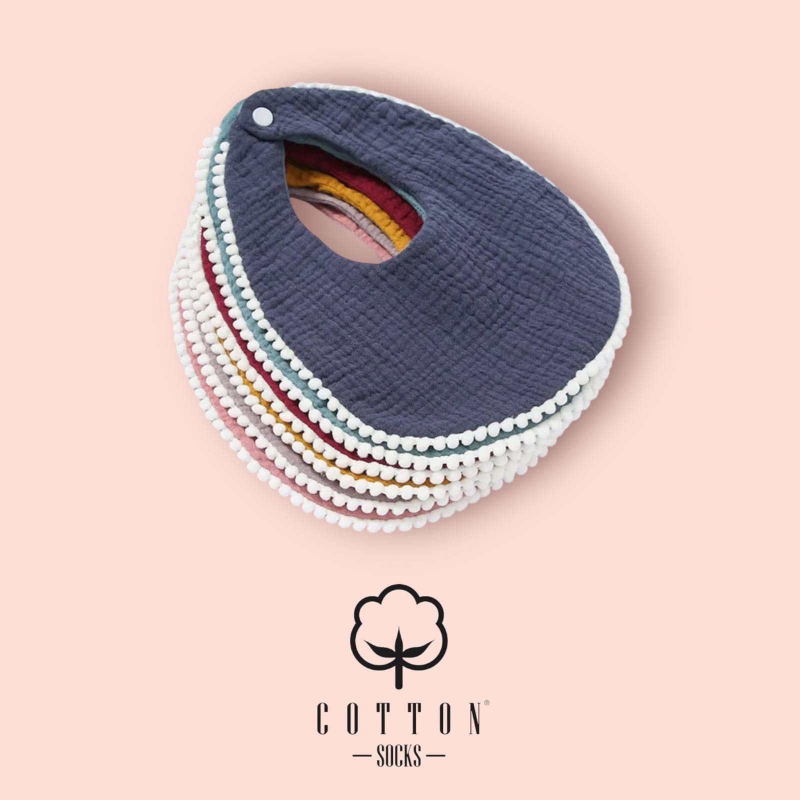 Cotton Socks - Wholesale Socks - Baby - BAO-05 Organic Cotton Bib double has 2 fabrics 25X11 cm10