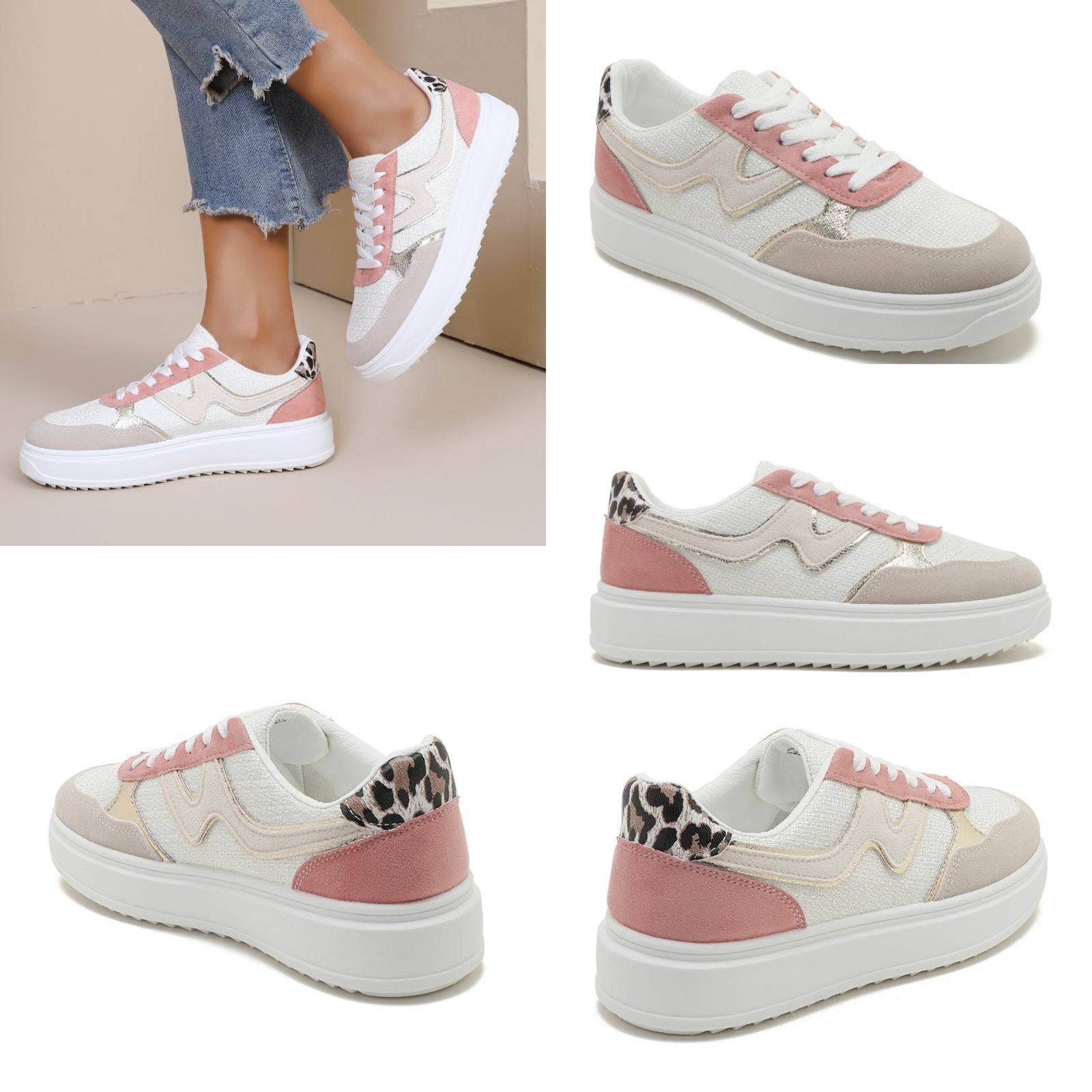 No Doubt Shoes - Vendita all'ingrosso Sneakers di tendenza - Donna - Sneakers donna con suola spessa e dettagli a contrasto con lacci5