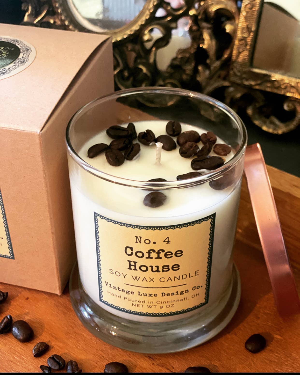 Vintage Luxe Design Co. - Wholesale Jar/Filled Candle - Coffee House 9 Oz. Soy Wax Candle * Vintage Luxury7