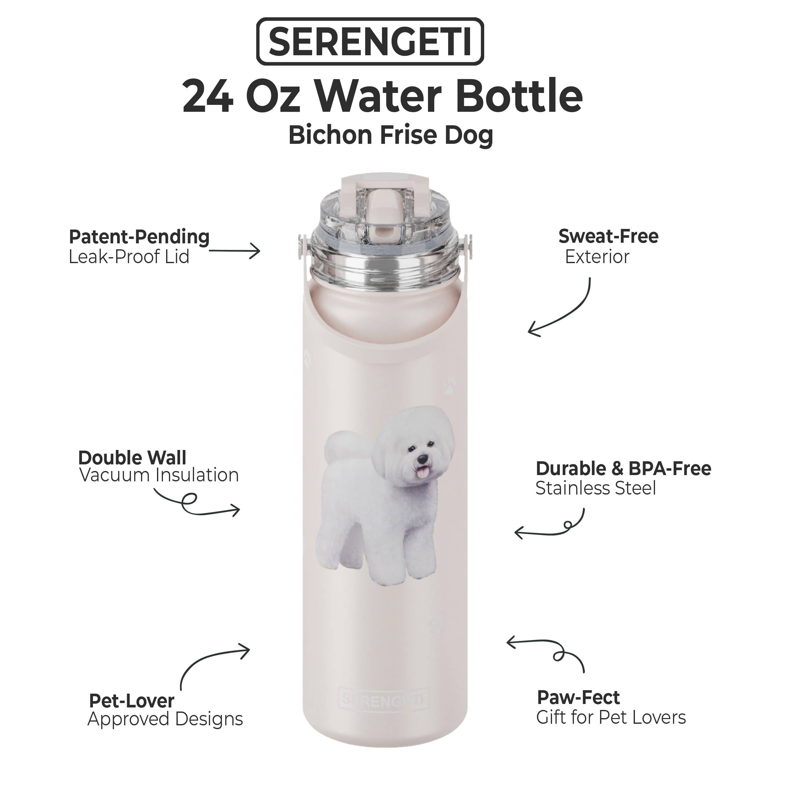 E&S Pets - Wholesale Water Bottle - Bichon Frise - Stainless Steel Water Bottle - 24oz - Durable3