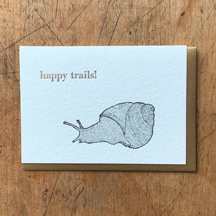 Biglietto di lumaca Happy Trails per la vendita all'ingrosso da parte di Letterpress PDX