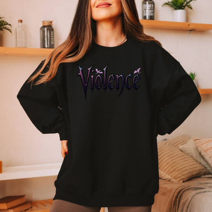 MagicMerchEmporium - Wholesale Graphic Sweatshirt - Women's - "Violence" Graphic Sweatshirt2