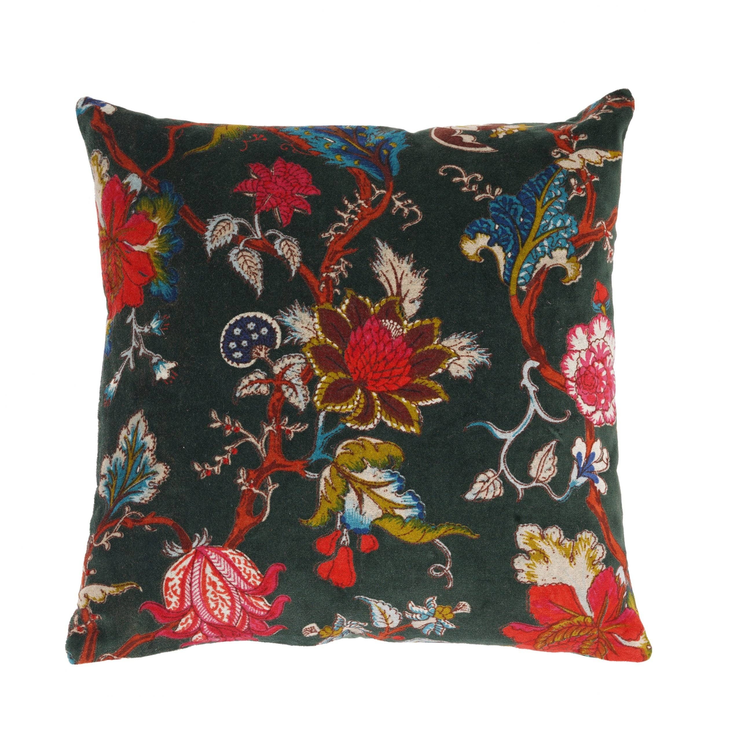 Glamthread - Wholesale Throw pillow cover - 'Vibrant Vintage Blooms' 100% Cotton Velvet Cushion Cover1