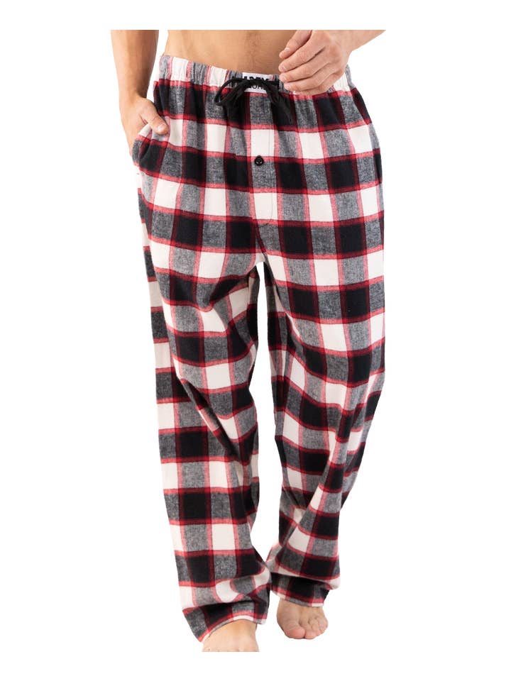 Lazy One - Wholesale Sleepwear Bottom - Men's - Black Plaid Flannel Men's PJ Pants2