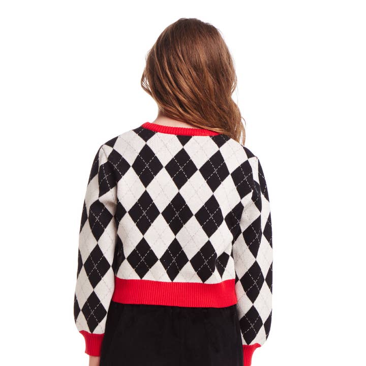 Kids White Argyle Sweater | Candy Canes Holiday Christmas for wholesale on Faire