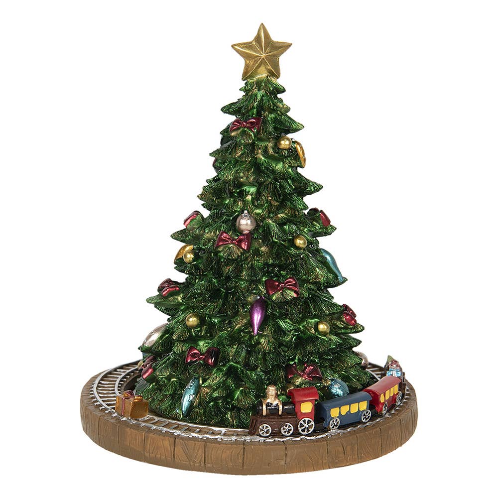 Clayre & Eef – wholesale Decorative figurine – 6PR2845 Music box Christmas Tree Ø 15x18 cm Green Polyresin1
