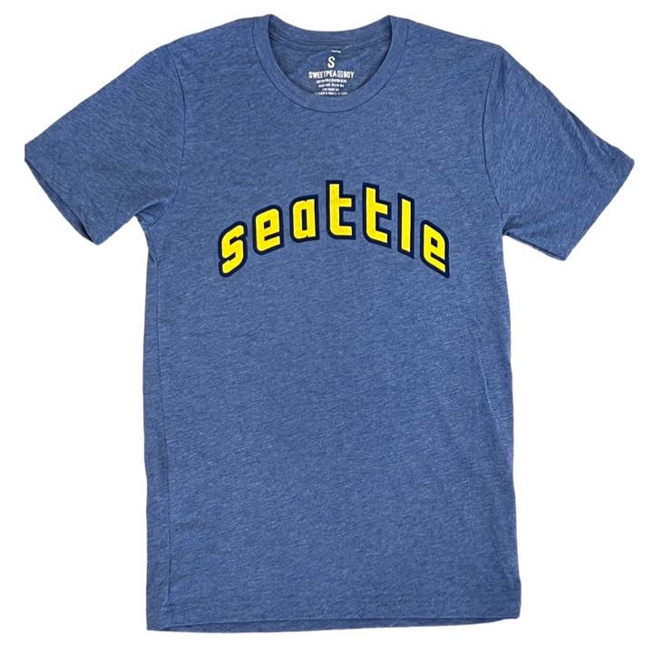 Seattle Vintage Baseball mens/unisex t-shirt for wholesale by Sweetpea and Boy