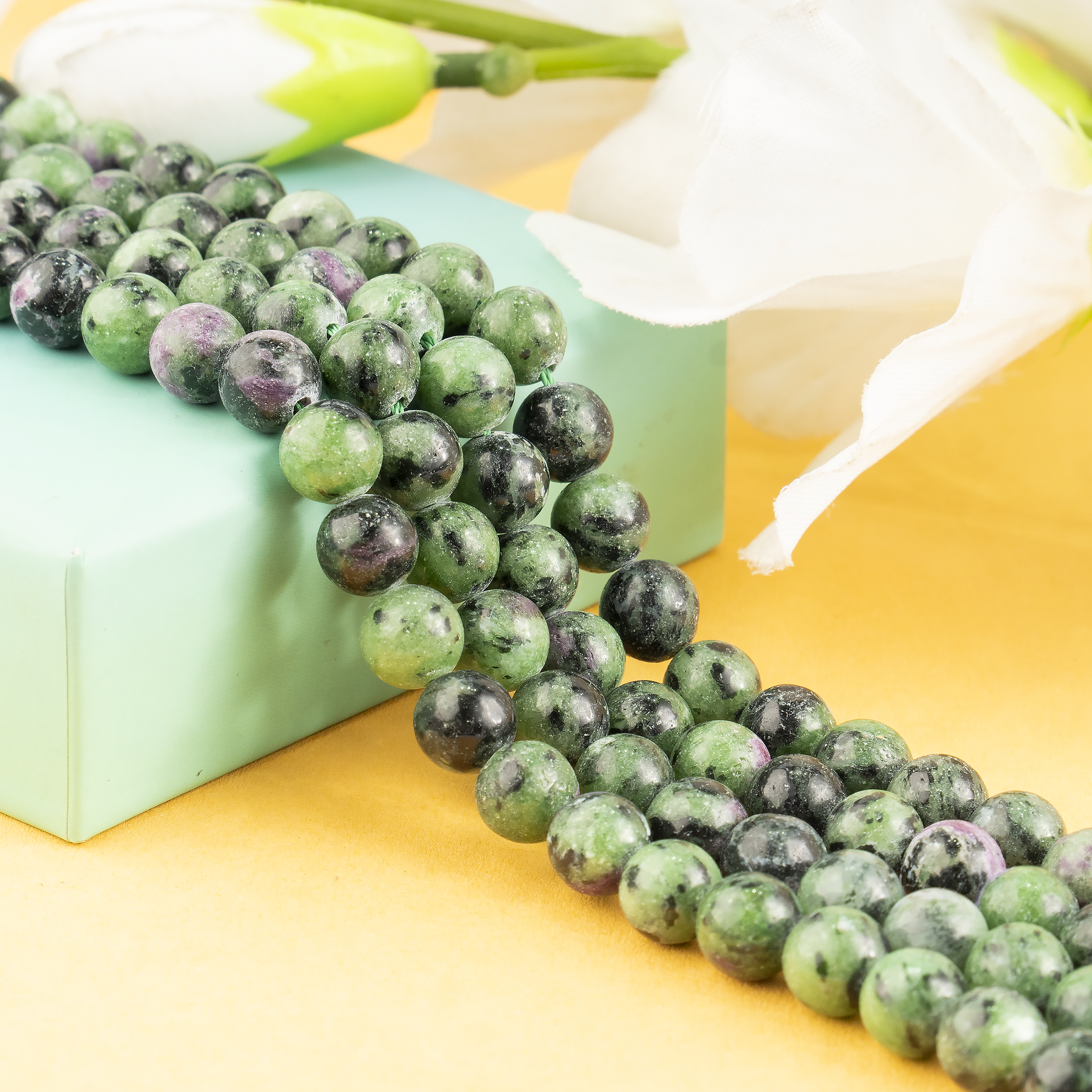 Soothing Crystals Beads - Vente Perle - Perles Rondes en Cristal | Rubis Zoïsite | Perles de Pierres de Guérison7