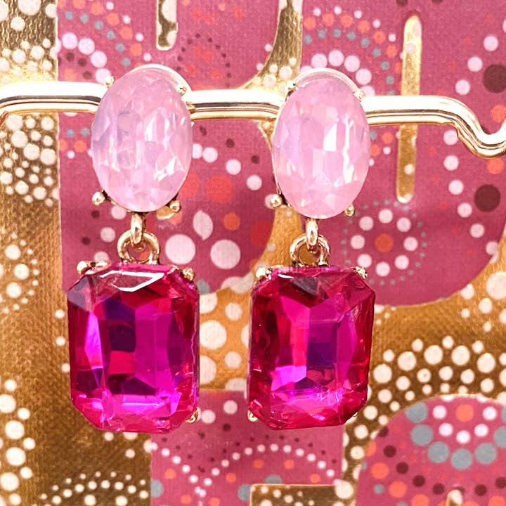 Pink crystal earrings for wholesale by Chic Le Freak