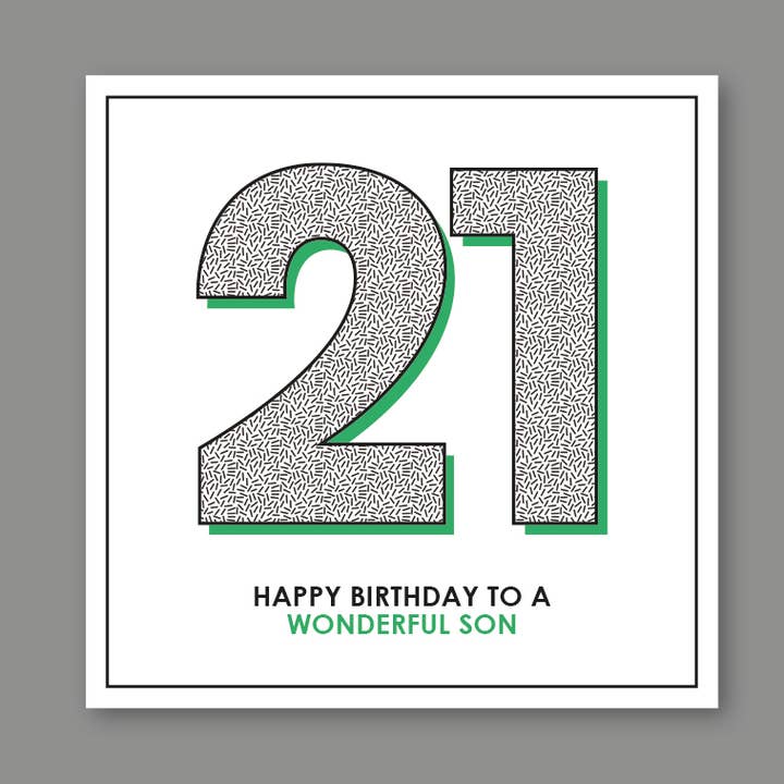 Happy 21st Birthday to A Wonderful Son Card for wholesale by mrs L cards
