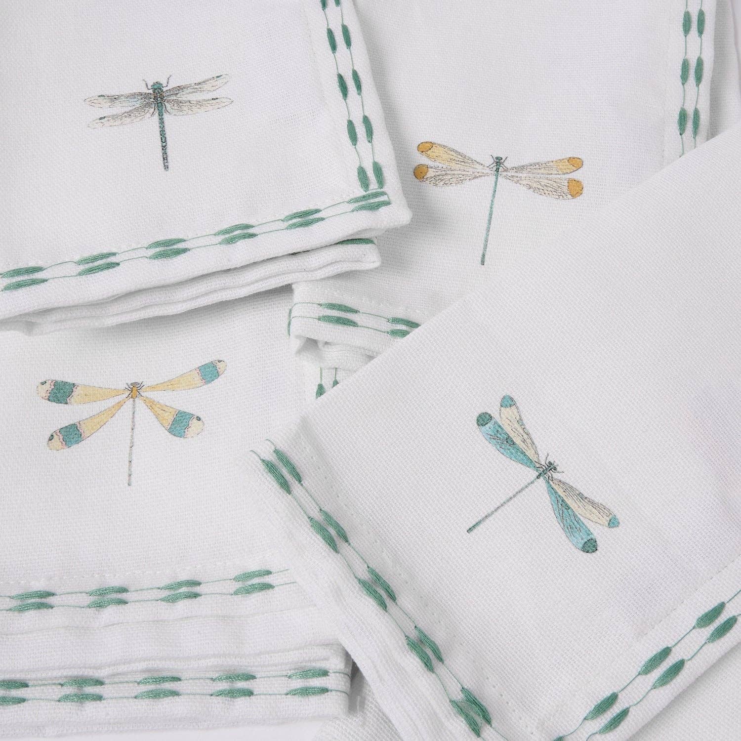 Sophie Allport - Wholesale Dinner & Cloth Napkin - Watercolour Dragonfly Embroidered Napkins (Set of 4)4