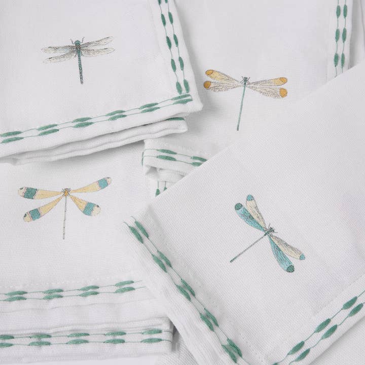 Sophie Allport - Wholesale Dinner & Cloth Napkin - Watercolour Dragonfly Embroidered Napkins (Set of 4)4