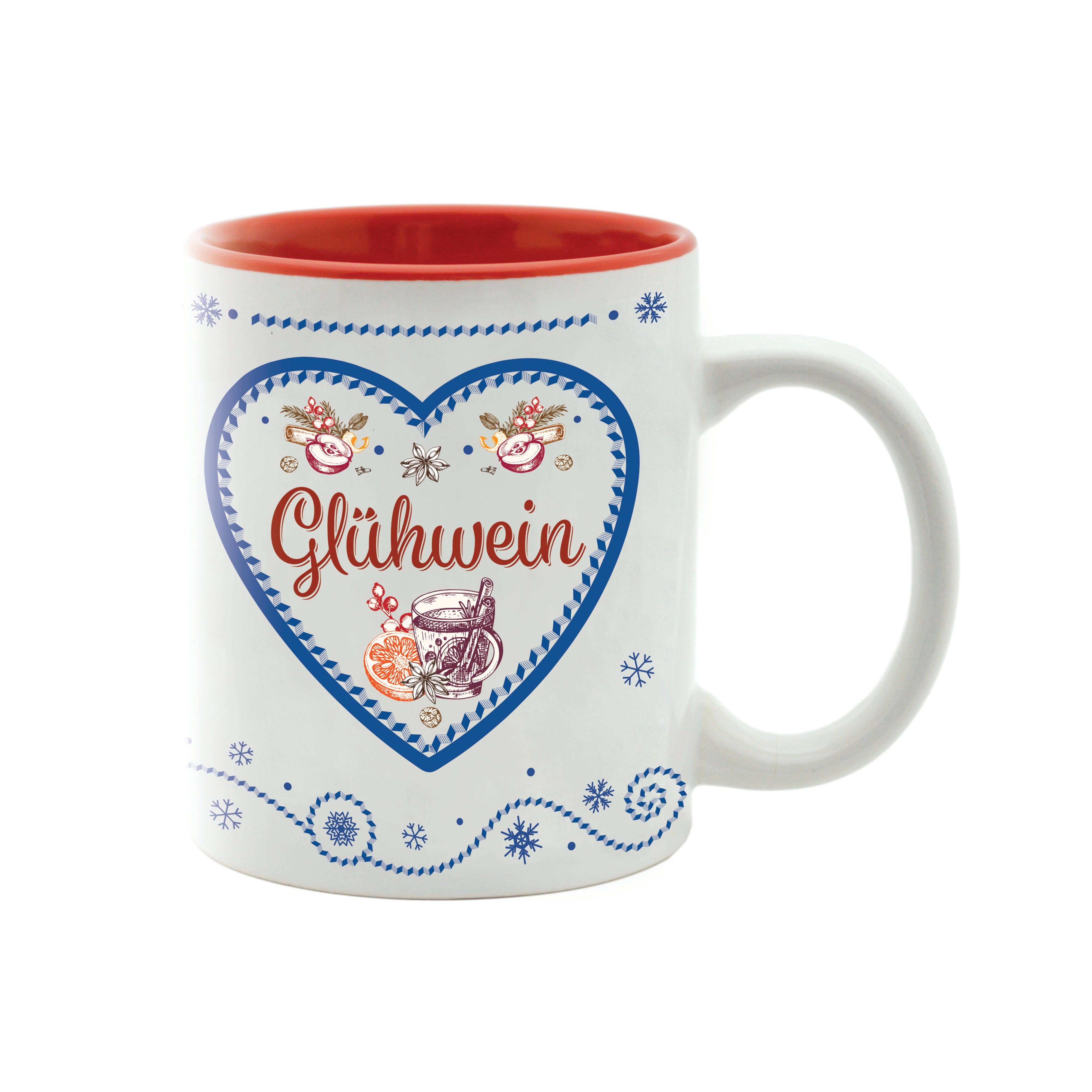 European Heritage Gifts - Wholesale Coffee Mug - Charming Gluhwein Ceramic Mug German Heart Motif | 12 Ounce