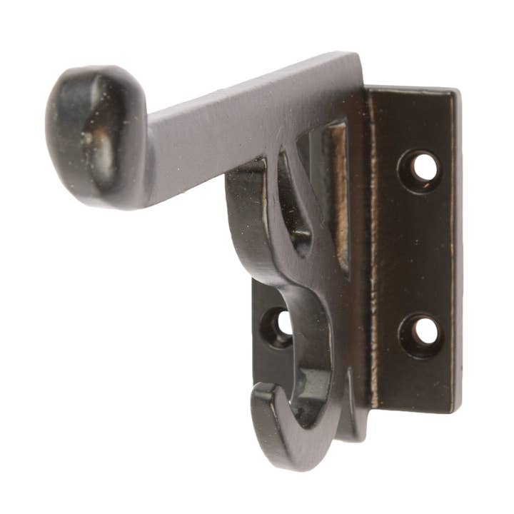 Ornate Flat Top Hat & Coat Hook - W35mm x H70mm - Black for wholesale by Rinkit Ltd