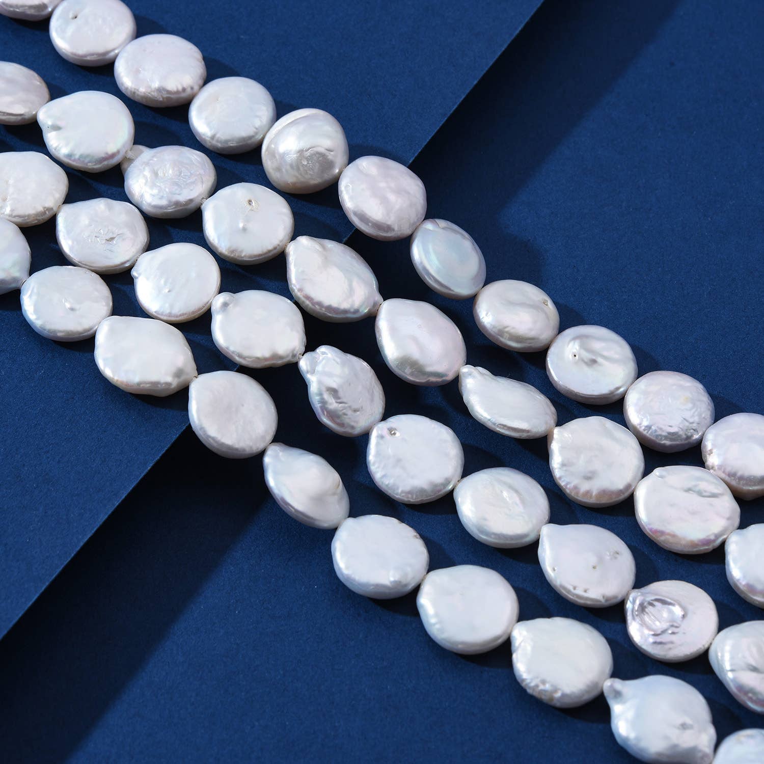 findings4uGem – Engroshandel Perlehalskæde – Naturlige ferskvands hvide flade møntperler, FWP0146