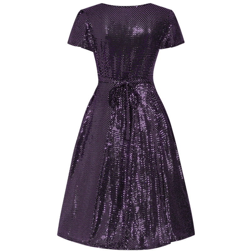 Lady V London – wholesale Dress – Women's – Lyra Dress - Purple Disco Ball Sparkle1