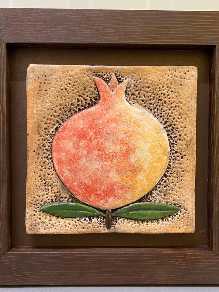 Handmade Ceramic, Pomegranate Wall Hanging-Premium Framed for wholesale by MOODONLINE