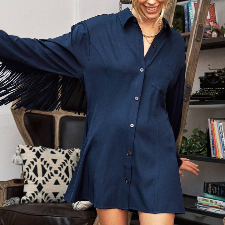 Western Fringe Trim Woven Shirt Dress JJD5017 and other Purchase Wholesale fringe trim. Free Returns & Net 60 Terms on Faire trending on Faire.