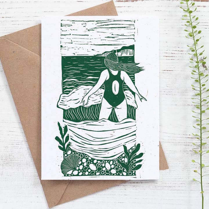 Prints by the Bay - Wholesale Gewone wenskaart - Zee Air kaart, zeezwemmen, winterzwemmen, kust, wilde zwemmer