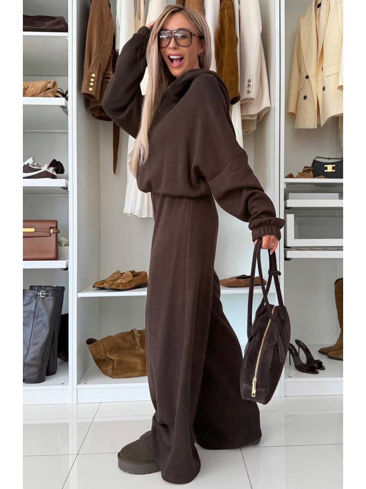 Brun Seren hætteklædt todelt loungesæt - brun for engroshandel på Faire1