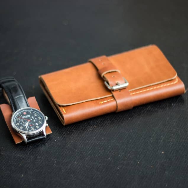 Roll Leather Watch Pouch Travel, Leather Watch Case Uk