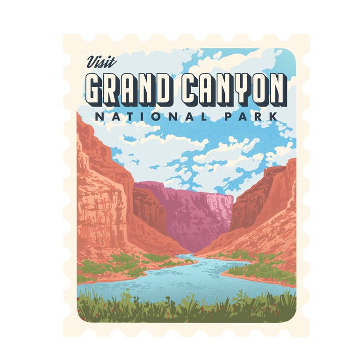 Grand Canyon National Park Stamp Sticker for wholesale by Blue Bison Apparel