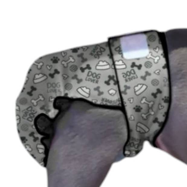 Female Dog Diaper Britches | No Tail Opening | Grey Bones for wholesale by Jack & Jill Dog Diapers