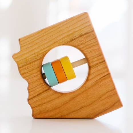 Arizona State Wooden Baby Toy Rattle - Customize Your Colors for wholesale by Bannor Toys