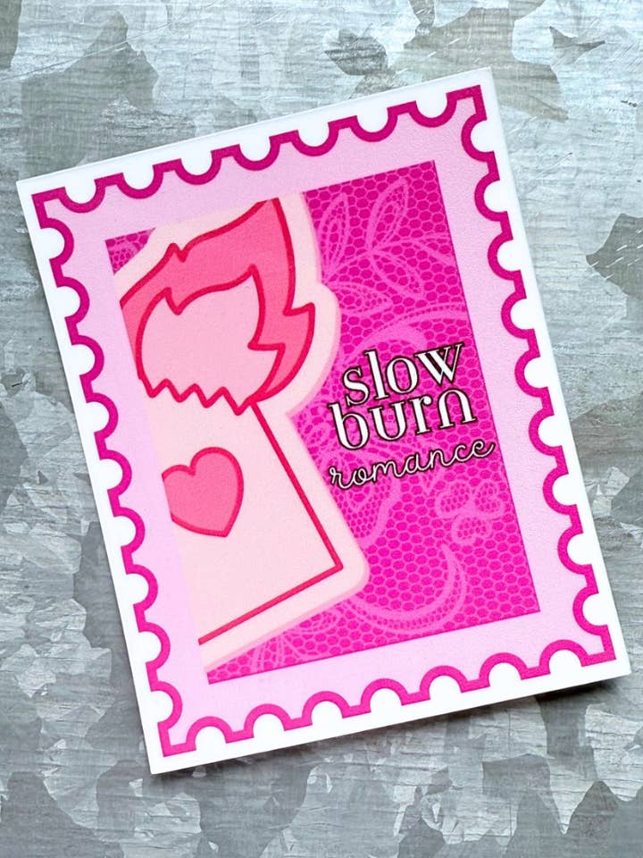 Slow burn romance waterproof stamp style sticker|romance for wholesale by Typo Lettering Co