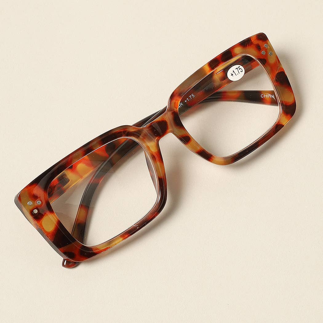  ASSORTED COLOR Women's Tortoise Rectangle Reading Glasses for wholesale on Faire7