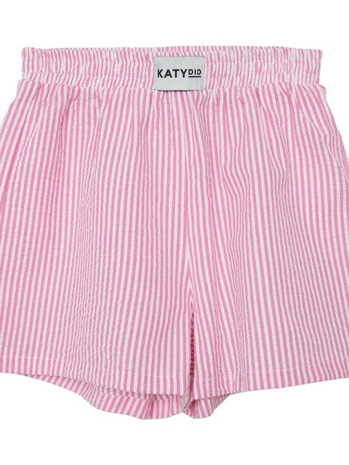 Pink Striped Ladies Boxer Shorts for wholesale on Faire
