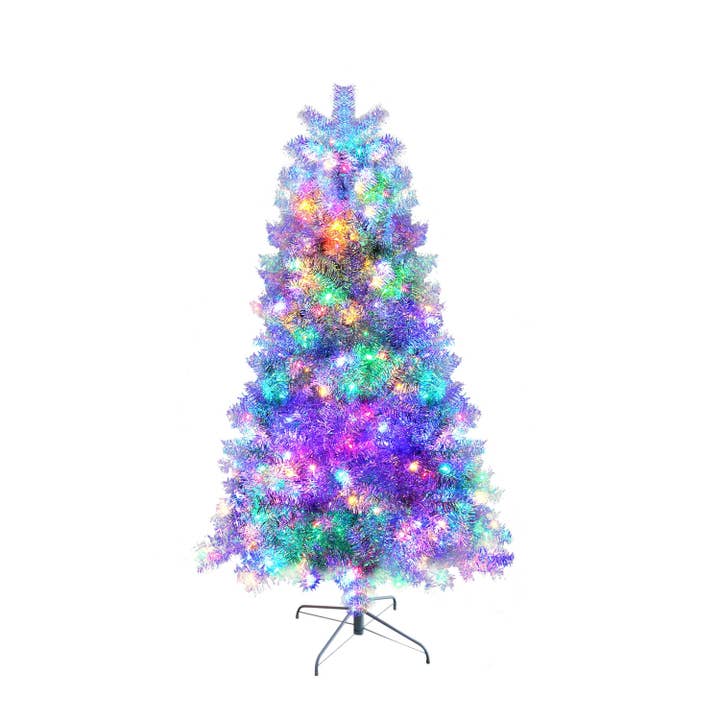 6' Silver Pre Lit Full Tinsel Christmas Tree for wholesale by HomeRoots
