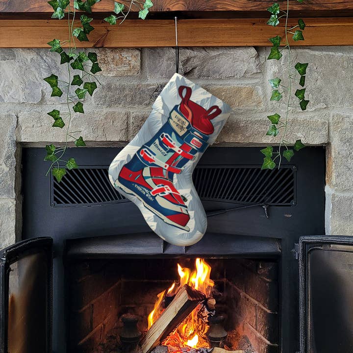 Stockings Blue and red ski boot made in Canada for wholesale by Sofs Designs