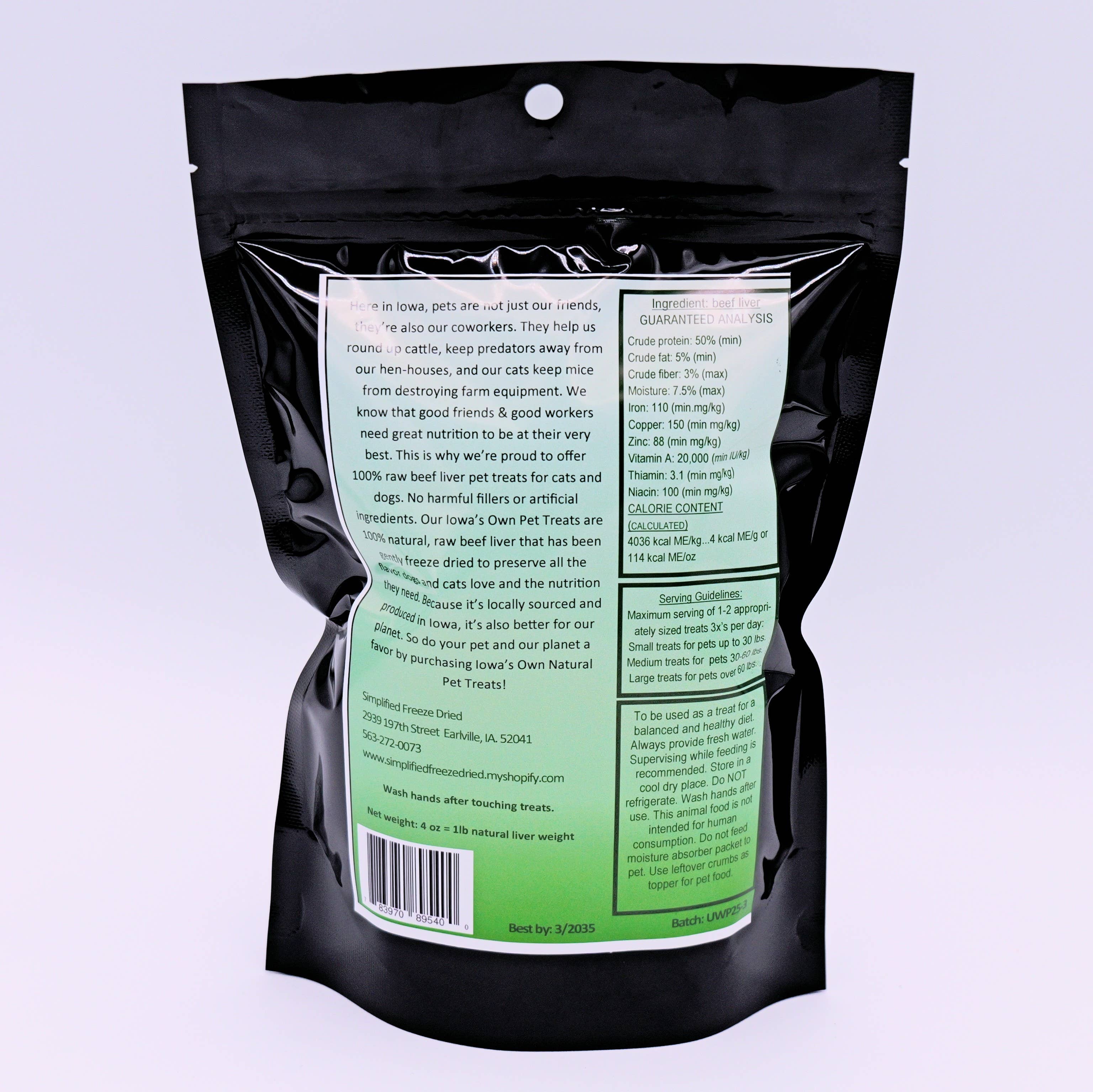 Simplified Freeze Dried - Wholesale Pet Treats - Dog - Iowa's Own All Natural Pet Treat Raw Freeze Dried Beef Liver7