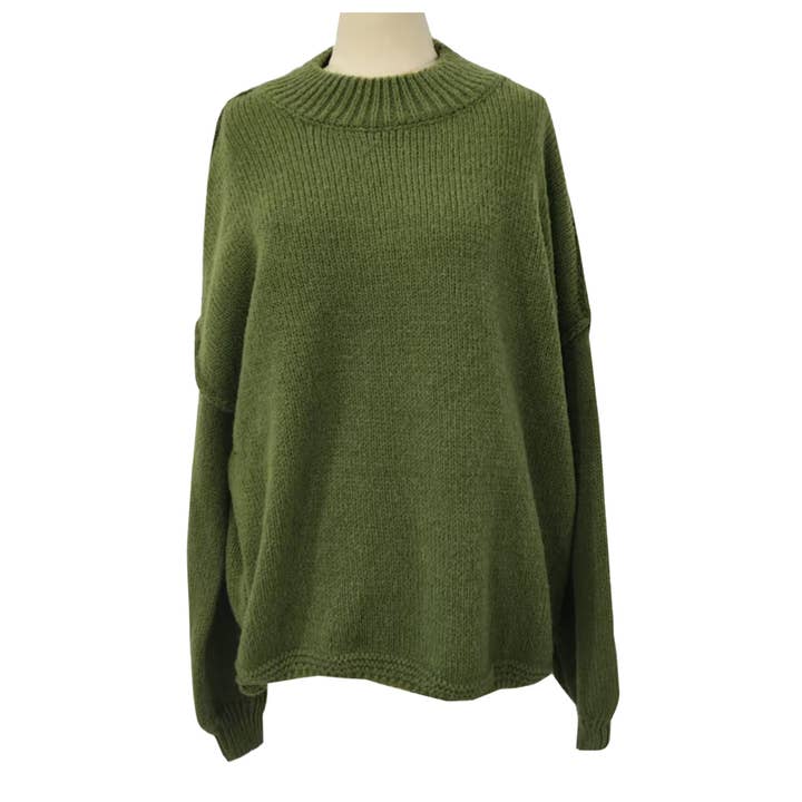 HIDDENBRAND - Wholesale Knit Sweater - Women's - Relaxed Half-Neck Plain Knitted Jumper6