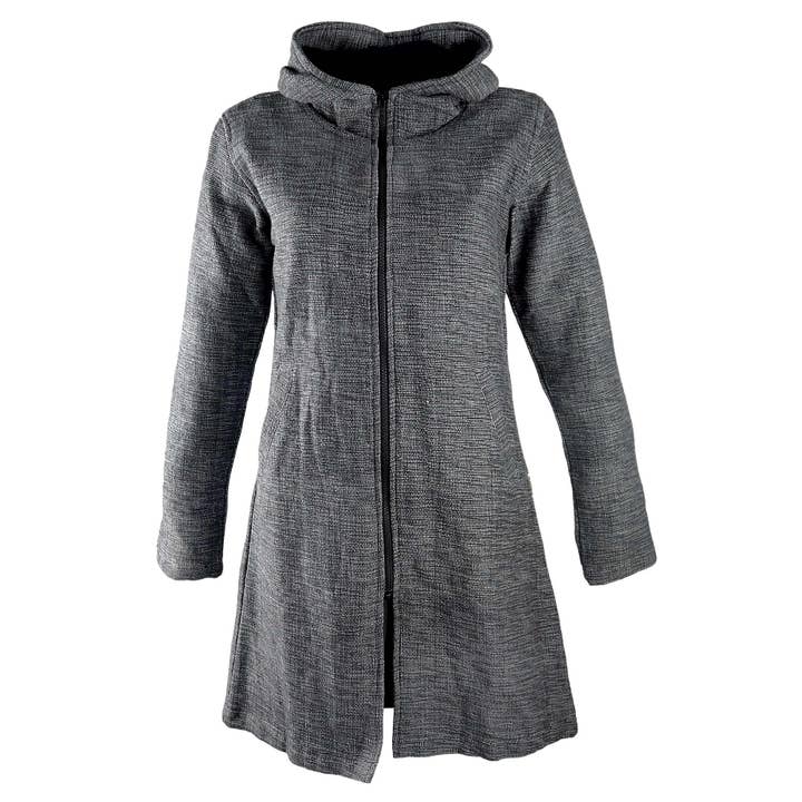 Giacca da donna struttura grigio-nero mélange cappotto cotone vita per la vendita all'ingrosso da parte di Tribal Trade GmbH