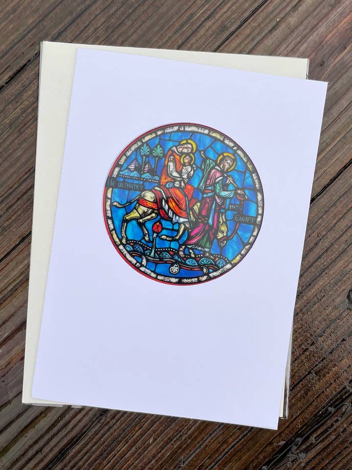 Flight Into Egypt sun-catcher card with scripture for wholesale by Bright Greetings