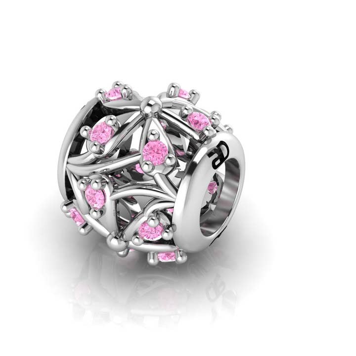 925mm Sterling Silver Bead and Zirconia Les Charms Paris for wholesale by Angel devil both sl