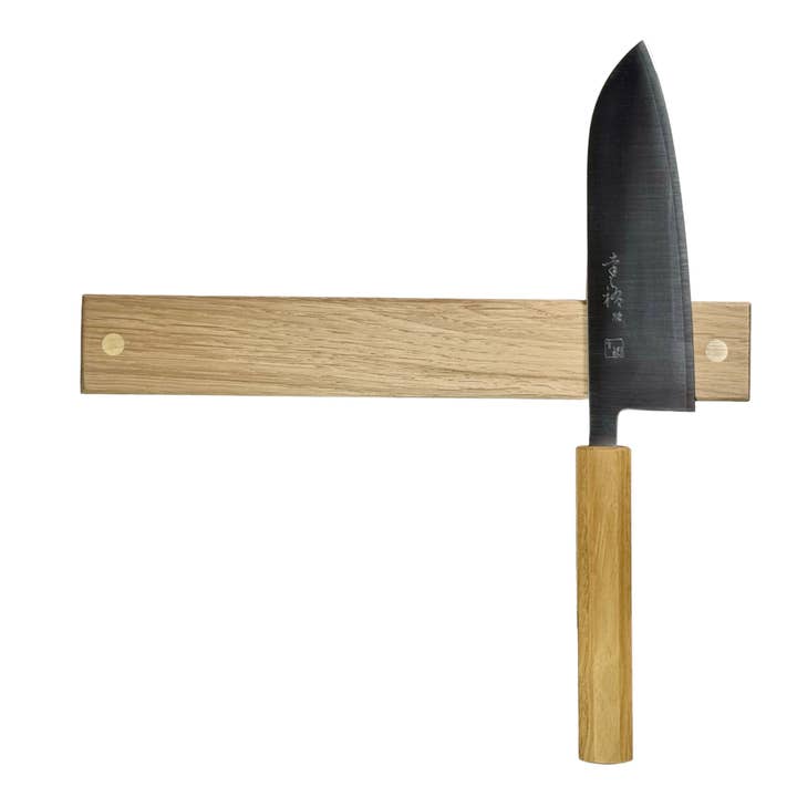 '2-DOTS' - handmade magnetic knife holder with brass details for wholesale by Rune-Jakobsen Design